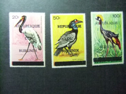 58 BURUNDI 1967 / PAJAROS OISEAUX / YVERT 196 + 197 + 198 MNH - Kraanvogels En Kraanvogelachtigen