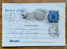 BRASILE - BIGLIETTO POSTALE 50 R. From PALMEIRAS 20 SETT 1905 Per Citta' - Briefe U. Dokumente