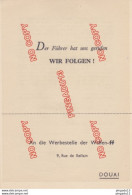 Fixe WW2 Tract Propagande Waffen SS Douai 9 Rue De Bellain Recrutement Volontaire Français - 1939-45