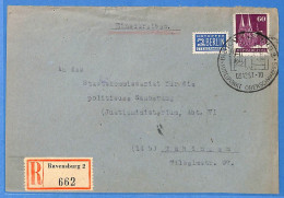 Allemagne Bizone - 1951 - Lettre Einschreiben De Ravensburg - G34166 - Storia Postale