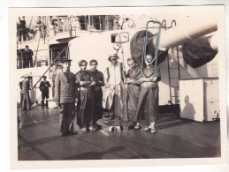 PHOTO NAVIRE DE GUERRE TOUR CANON 305 MM DU CUIRASSE WALDECK-ROUSSEAU COMPAGNE DE CHINE 1929 FETE ST ELOI - Boats