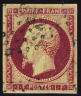 France Classiques N°18 1F Carmin (defaut) Qualité:obl Cote:3400 - 1853-1860 Napoleon III