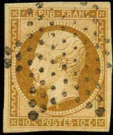France Classiques N°9 10c Bistre-jaune TB (signé Brun) Qualité:obl Cote:850 - 1852 Louis-Napoléon
