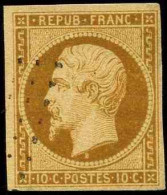 France Classiques N°9 10c Bistre-jaune TB (signé Brun) Qualité:obl Cote:850 - 1852 Luis-Napoléon