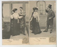 FEMMES - FRAU - LADY - SERIE COMPLÈTE DE 6 Cartes Fantaisie Couple Dans Wagon Du Train " NORD EXPRESS " - Koppels