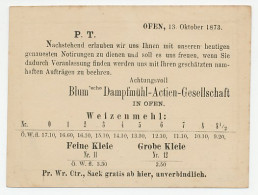 Postal Stationery Hungary 1873 Wheat Flour - Steam Mill - Food