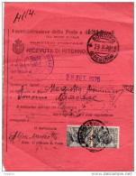 1926 RICEVUTA DI RITORNO  CON ANNULLO SONCINO CREMONA - Poststempel