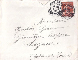 37 / INDRE ET LOIRE / TOURS GARE / OBL.MANU.TYPE A3 / 5.1.12 S.LETTRE - Handstempel