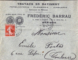 34 / HERAULT / BEZIERS / OBL.MANU.TYPE A4 / 22.3.11 S.LETTRE ENTETE - Manual Postmarks