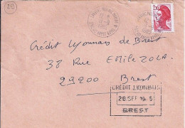 29 / FINISTERE / LANVEOC POULMIC MARINE/BREST NAVAL / OBL.MANU TYPE A9 / 19.9.85 S.LETTRE  - Handstempels