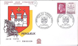 24 / DORDOGNE / PERIGUEUX / OBL.MANU TYPE ILL. / 13.6.70 S.LETTRE 1° JOUR - Handstempel