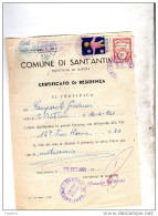 1960  CARTIFICATO COMUNALE CON MARCHE - SANT'ANTIMO   NAPOLI - Erinofilia