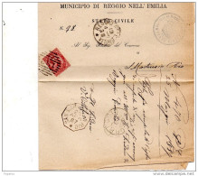 1887  LETTERA CON ANNULLO S. MARTINO IN RIO + REGGIO EMILIA - Marcophilie