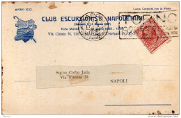 1928 CARTOLINA  INTESTATA  CLUB ESCURSIONISTI NAPOLETANI CON ANNULLO NAPOLI + TARGHETTA - Marcofilie