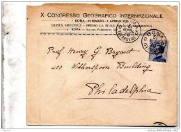 1914 LETTERA INTESTATA X CONGRESSO GEOGRAFICO INTERNAZIONALE CON ANNULLO ROMA - Storia Postale