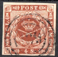 Danmark,4 FRM 1858 Type I, Brown Cancel 169 Rural Post Route - Usati