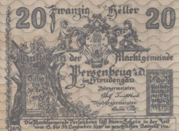 20 HELLER 1920 Stadt PERSENBEUG Niedrigeren Österreich Notgeld Papiergeld Banknote #PG782 - Lokale Ausgaben