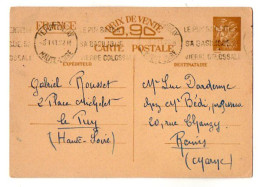 TB 4837 - 1940 - Entier Postal Type IRIS - M. ROUSSET à LE PUY - EN - VELAY Pour M. DARDENNE, Chez M. BEDI à REIMS - Standard Postcards & Stamped On Demand (before 1995)