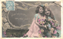 CPA Carte Postale France Une Fillette Et Une Jeune Fille Avec Leurs Fleurs /pour Vous La Joie Dans ..... 1906 VM81608 - Scenes & Landscapes