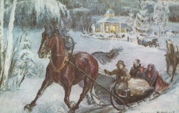 Feliz Año Navidad CABALLO Vintage Tarjeta Postal CPSMPF #PKD629.ES - Neujahr