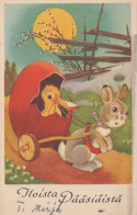 PASQUA CONIGLIO POLLO UOVO Vintage Cartolina CPA #PKE329.IT - Easter