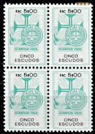 Revenue, Portugal - Estampilha Fiscal, Série De 1990 -|- 5$00 - Block MNH - Unused Stamps