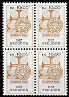 Revenue, Portugal - Estampilha Fiscal, Série De 1990 -|- 10$00 - Block MNH - Unused Stamps