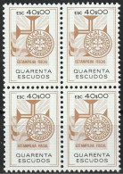 Revenue, Portugal - Estampilha Fiscal, Série De 1990 -|- 40$00 - Block MNH - Unused Stamps