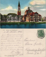 Ansichtskarte Kiel Rathaus Stadttheater Farbige Gesamtansicht 1912/1911 - Autres & Non Classés