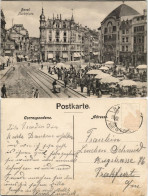 Ansichtskarte Basel Marktplatz, Geschäfte - Markttreiben 1908 - Autres & Non Classés