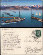 Friedrichshafen Bodensee Panorama Auslaufendes Schiff Dampferhafen. 1927 - Friedrichshafen