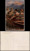 Georg Mühlberg: Oberlandler Trachten Blatt 6: ,,Abendliche Kahnfahrt" 1928 - Paintings