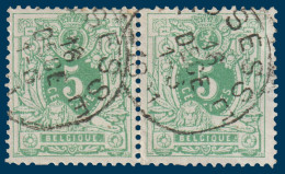 N°45 En Paire - Belles Oblitérations  - "ASSESSE" + Variété (2 Dents Soudées En Bas à Gauche - 4 & 5ème) - 1869-1888 Lion Couché (Liegender Löwe)