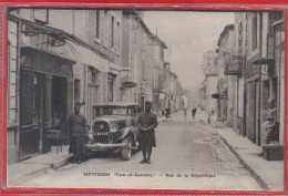 Carte Postale 82. Septfonds  Rue De La République  Tirailleurs Sénégalais   Voiture    Très Beau Plan - Other & Unclassified