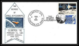 8472/ Espace (space Raumfahrt) Lettre (cover Briefe) 15/2/1981 Clintpex Two Decades Of Space Achievements Clinton USA - USA