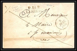 39086 P12P 29x11 Indice 14 Lambesc 1831 Bouches Du Rhone Pour Saint Maximin Var Lettre Cover Marque Postale Lineaire - 1801-1848: Precursors XIX