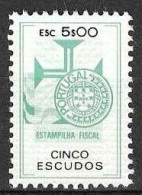 Revenue, Portugal - Estampilha Fiscal, Série De 1990 -|- 5$00 - MNH - Unused Stamps