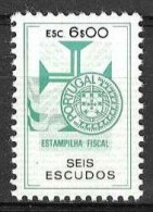 Revenue, Portugal - Estampilha Fiscal, Série De 1990 -|- 6$00 - MNH - Unused Stamps