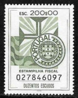 Revenue, Portugal - Estampilha Fiscal, Série De 1990 -|- 200$00 - MNG - Unused Stamps