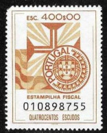 Revenue, Portugal - Estampilha Fiscal, Série De 1990 -|- 400$00 - MNG - Unused Stamps