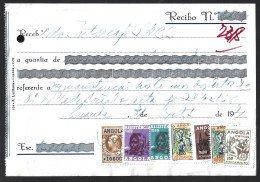 Recibo Da Intercafé Com Stamps Fiscais De Angola, Assistência De 2$50 E 5$00 Povoamento De $50, 1$00, 2$00 E 5$00. - Lettres & Documents