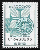 Revenue, Portugal - Estampilha Fiscal, Série De 1990 -|- 1000$00 - MNG - Neufs