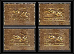 310z Davaar Scotland Apollo 1 P + 1/2 P + 3 1/2p + 10p 4 Valeurs Soyuz (soyouz Sojus) Timbres OR Gold Stamps Géant Large - Scozia