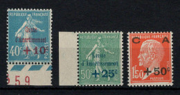 YV 246 à 248 N** MNH Luxe , 1ere Caisse D'Amortissement Cote 70 Euros - Neufs