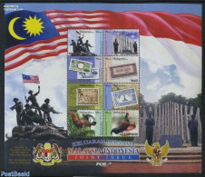 Malaysia 2011 Joint Issue With Indoneasia 8v M/s, Mint NH, Nature - Various - Poultry - Stamps On Stamps - Joint Issue.. - Postzegels Op Postzegels