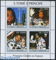 Sao Tome/Principe 2004 Chinese Space Exploration 4v M/s, Mint NH, Transport - Space Exploration - São Tomé Und Príncipe