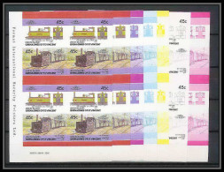 31b Train Locomotive Union Grenadines St Vincent Theodore Uk 1888 Essai Proof Non Dentelé Imperf ** MNH Bloc 4 - Trains