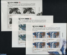 China People’s Republic 2016 Liu Haili 3 M/ss, Mint NH, Nature - Water, Dams & Falls - Art - East Asian Art - Painti.. - Unused Stamps