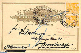 Brazil 1938 Postcard, Uprated To Hamburg, Used Postal Stationary - Covers & Documents