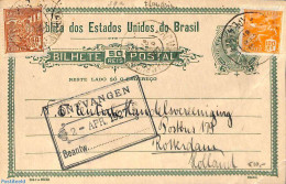 Brazil 1927 Postcard, Uprated To Rotterdam, Used Postal Stationary - Cartas & Documentos